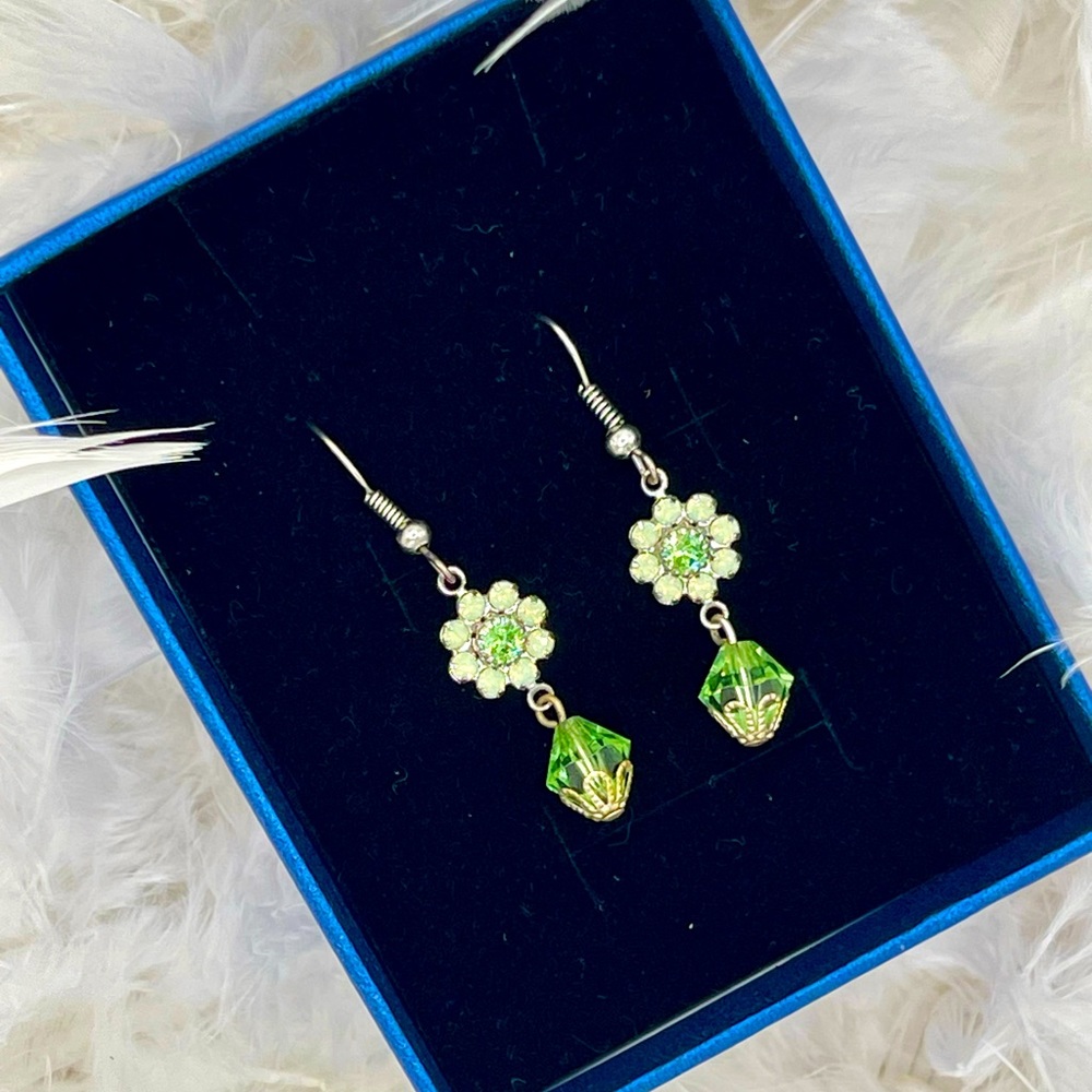 Green dangle earrings